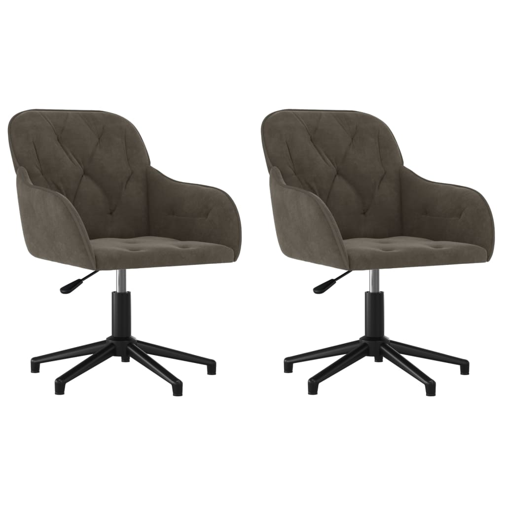 Dining Chairs 2 pcs. Swivel Dark Grey Velvet