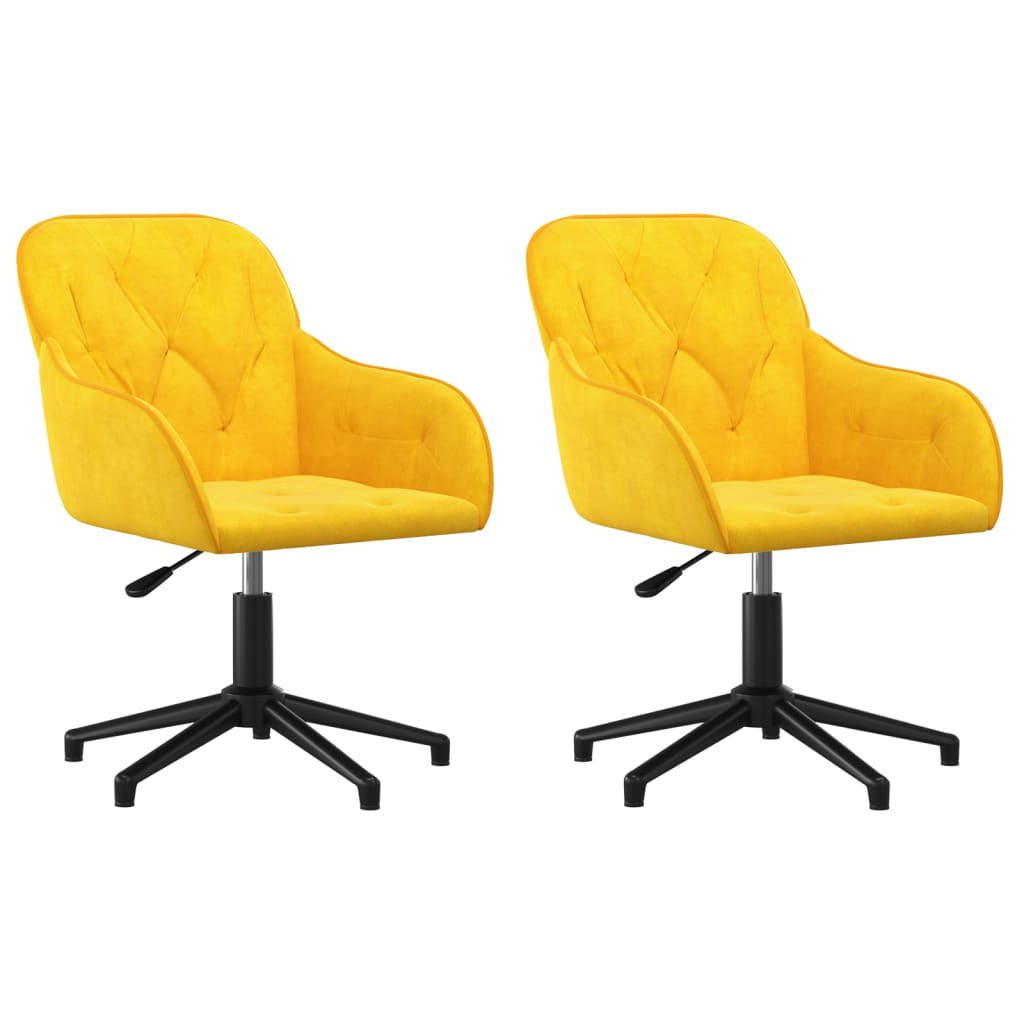 Dining Chairs 2 pcs. Swivel Yellow Velvet