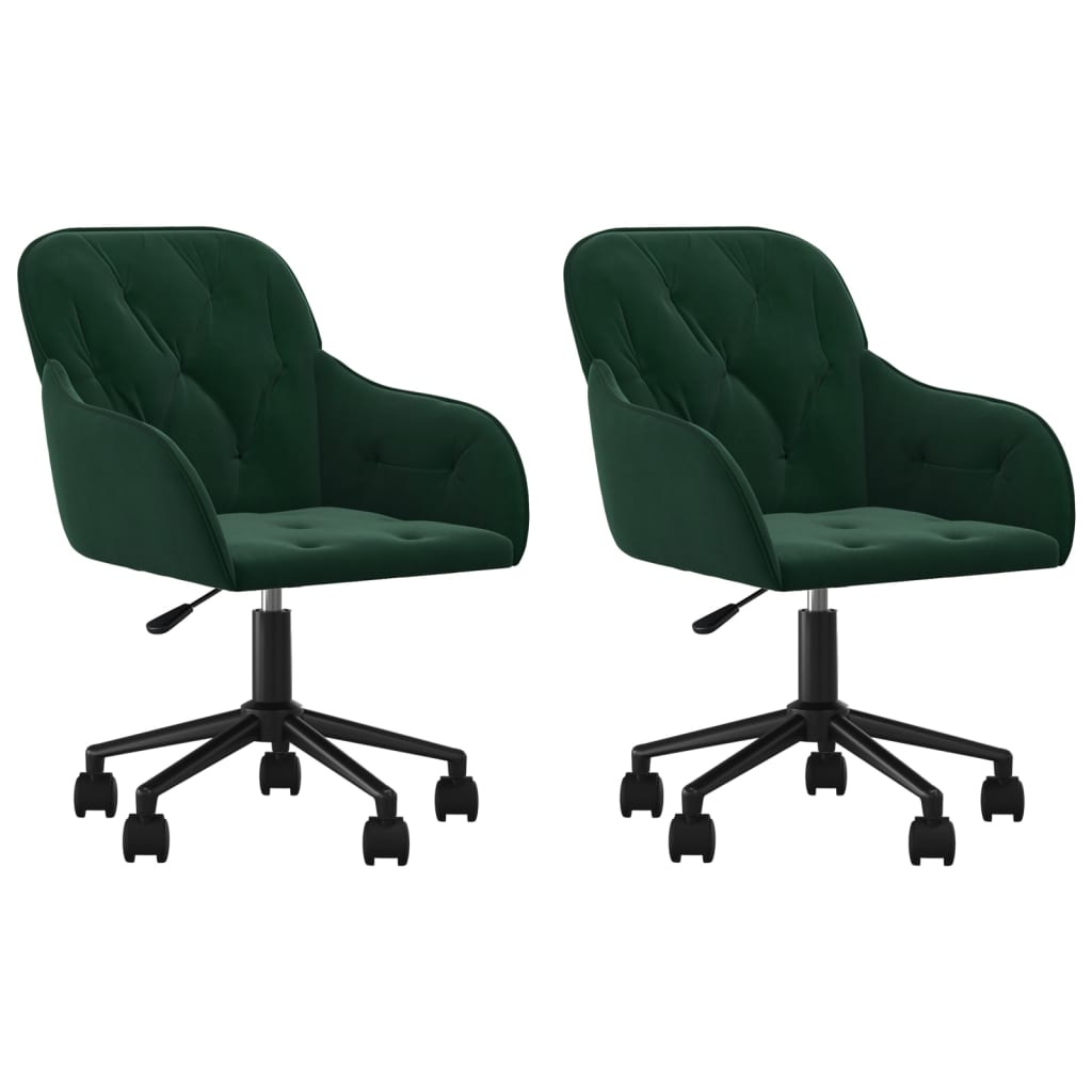 Dining Chairs 2 pcs. Swivel Dark Green Velvet