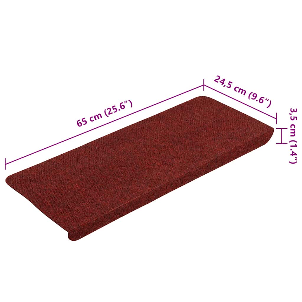 Stufenmatten Selbstklebend 15 Stk. 65x24,5x3,5 cm Rot