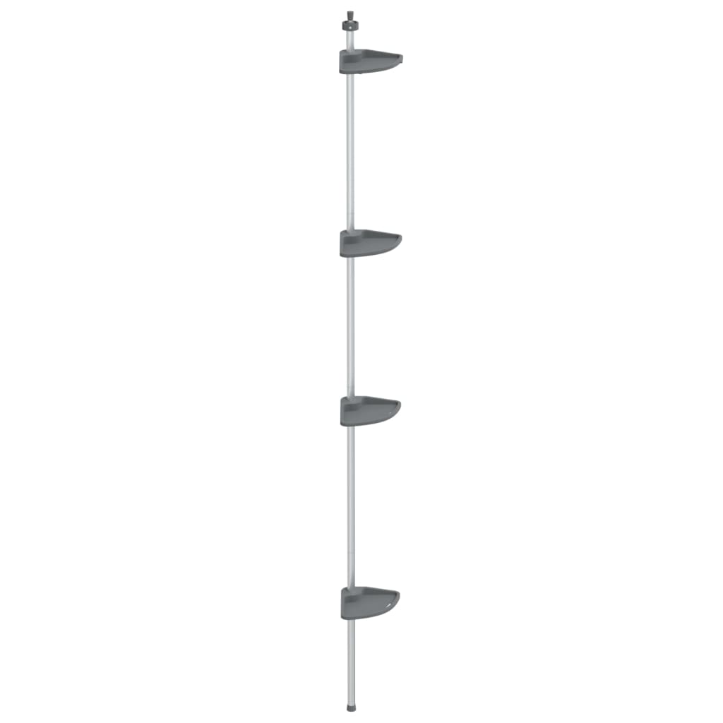 Telescopic corner shelf 4 levels silver aluminum