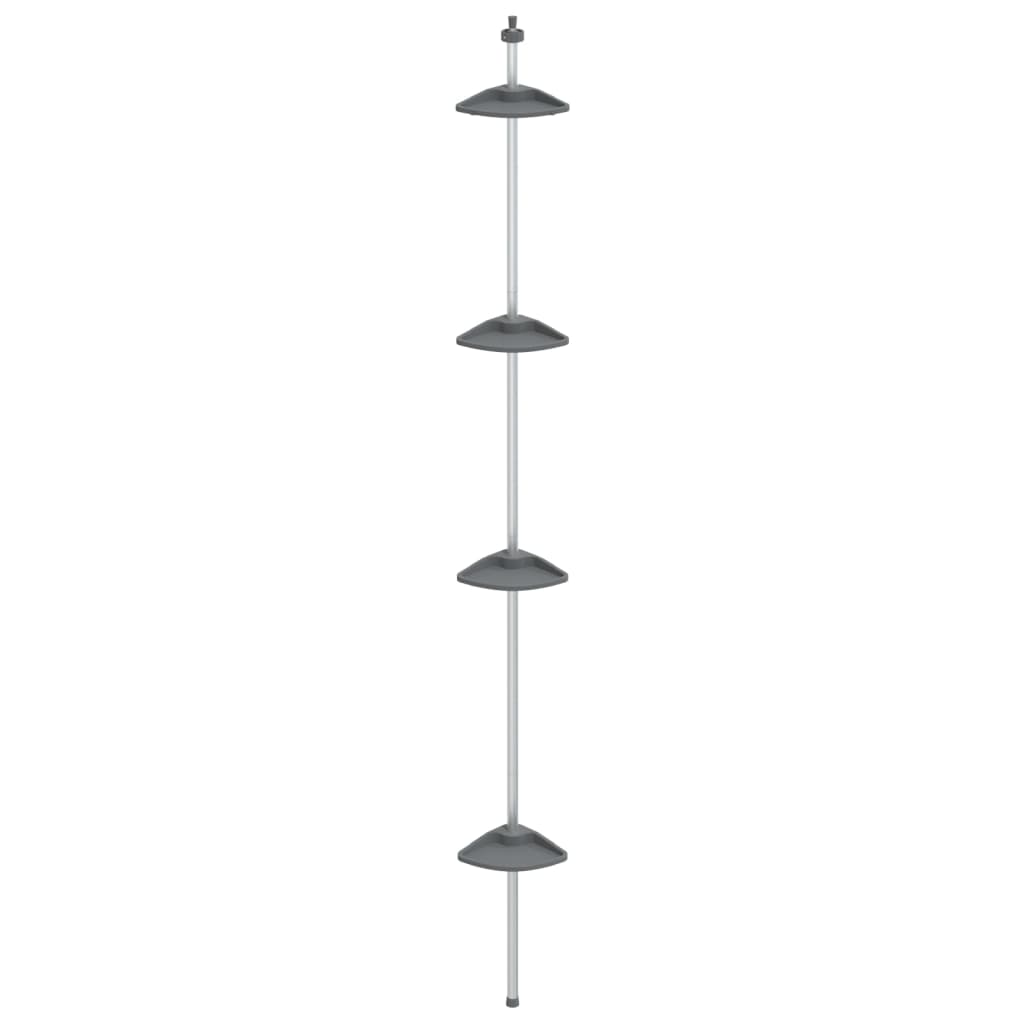 Telescopic corner shelf 4 levels silver aluminum