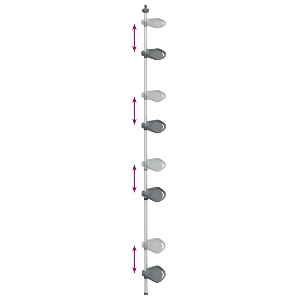 Telescopic corner shelf 4 levels silver aluminum