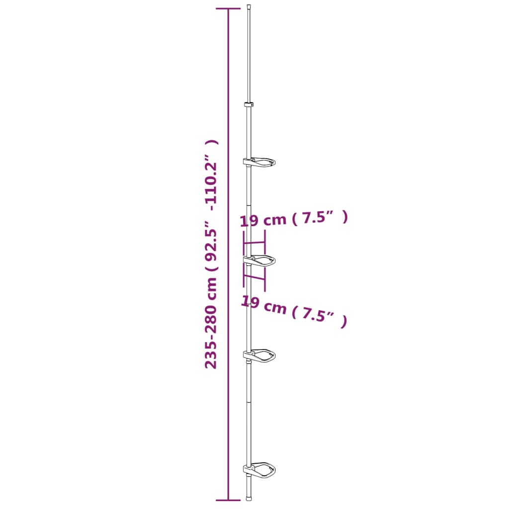 Telescopic corner shelf 4 levels silver aluminum