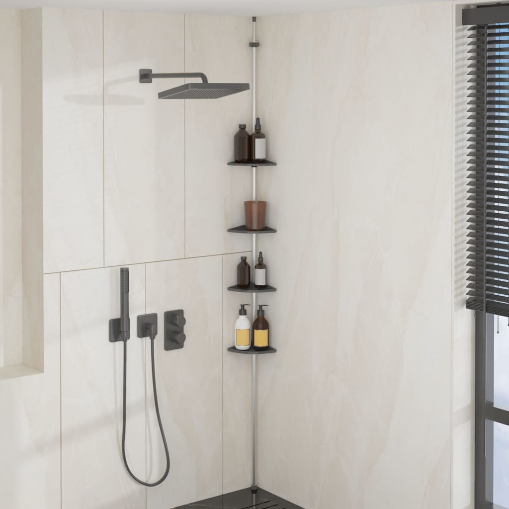 Telescopic corner shelf 4 levels silver aluminum
