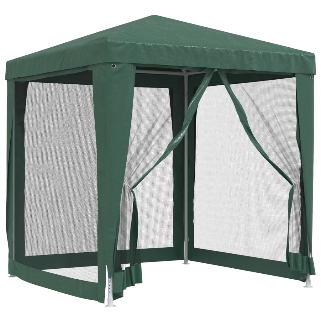 Tente de réception avec 4 parois latérales en filet vert 2x2 m HDPE