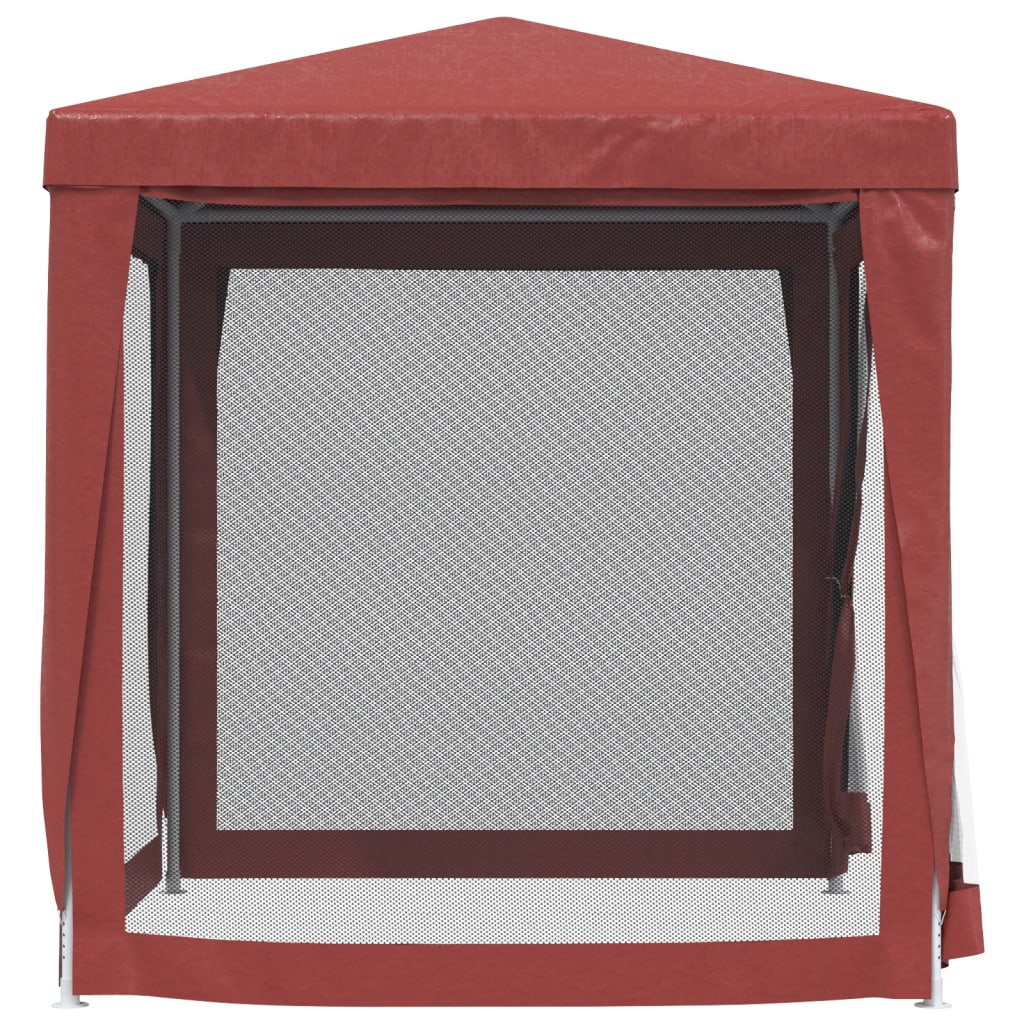 Tente de réception avec 4 parois latérales en filet rouge 2x2 m HDPE