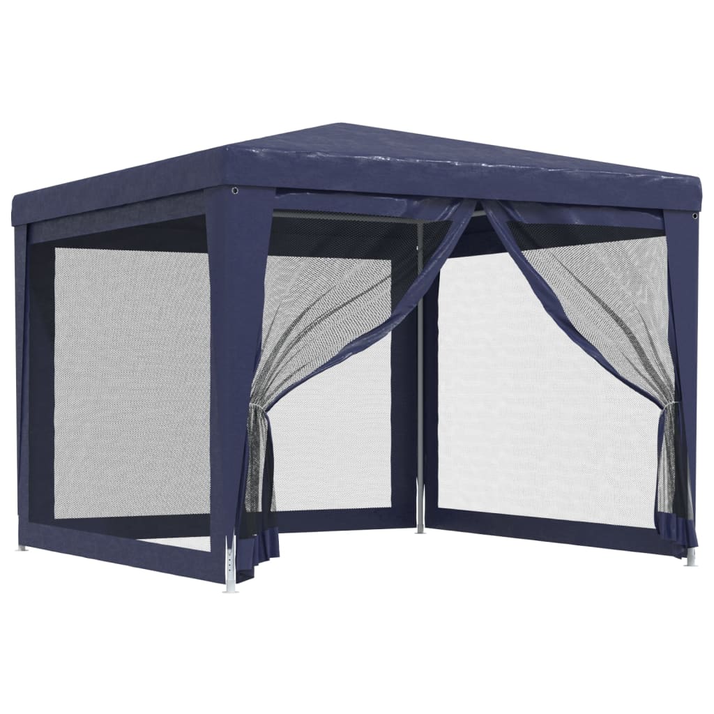 Party tent with 4 mesh side walls blue 3x3 m HDPE