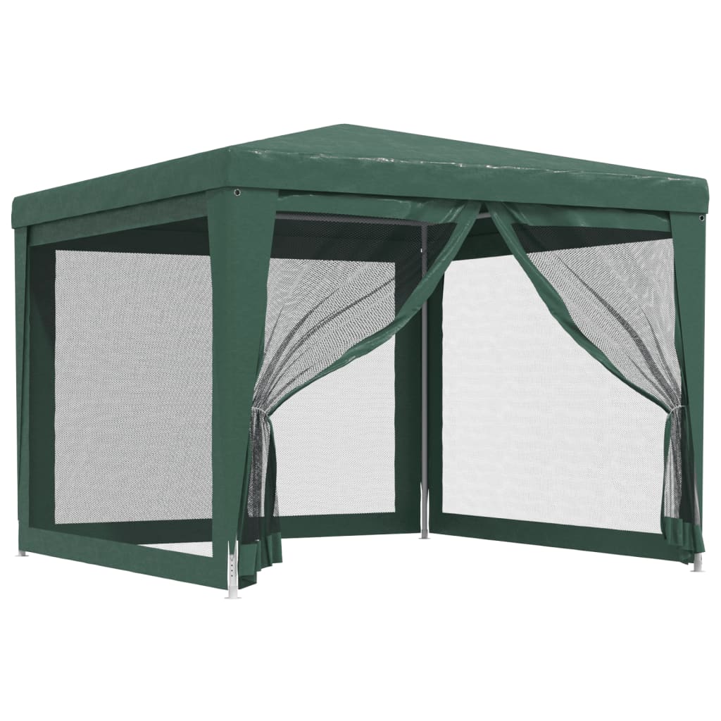Tente de réception avec 4 parois latérales en filet vert 3x3 m HDPE