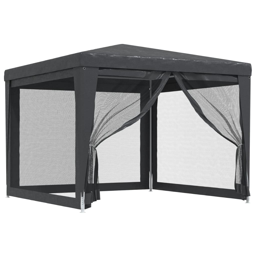 Tente de réception avec 4 parois latérales en filet anthracite 3x3 m HDPE