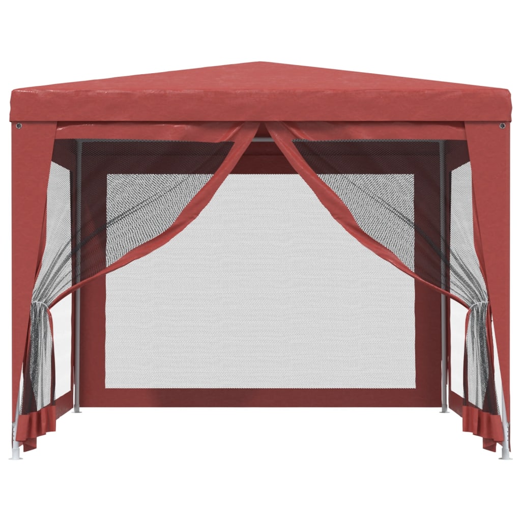 Tente de réception avec 4 parois latérales en filet rouge 3x3 m HDPE