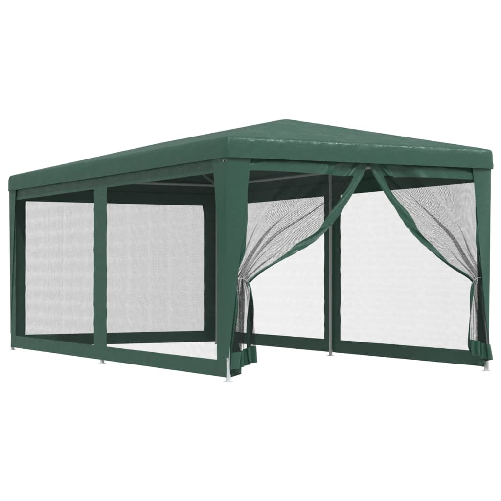 Tente de réception avec 6 parois latérales en filet vert 3x6 m HDPE