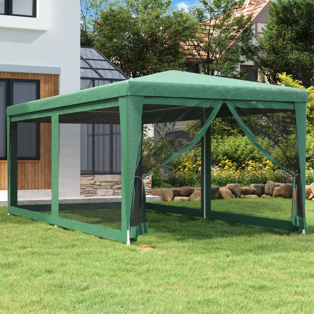 Tente de réception avec 6 parois latérales en filet vert 3x6 m HDPE