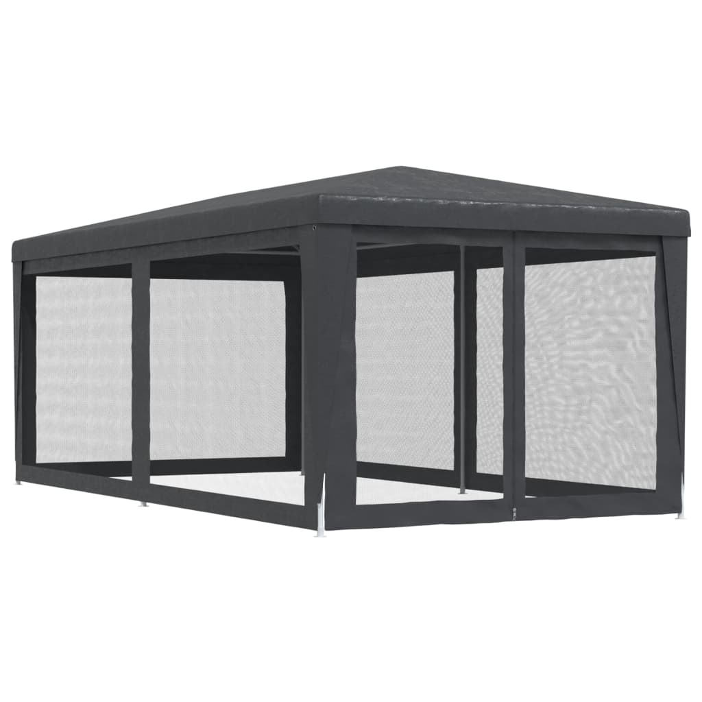 Tente de réception avec 6 parois latérales en filet anthracite 3x6 m HDPE