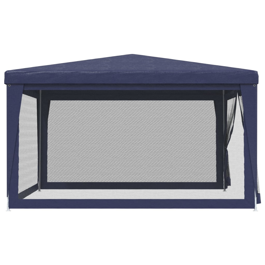 Partyzelt mit 4 Mesh-Seitenwänden Blau 4x4 m HDPE
