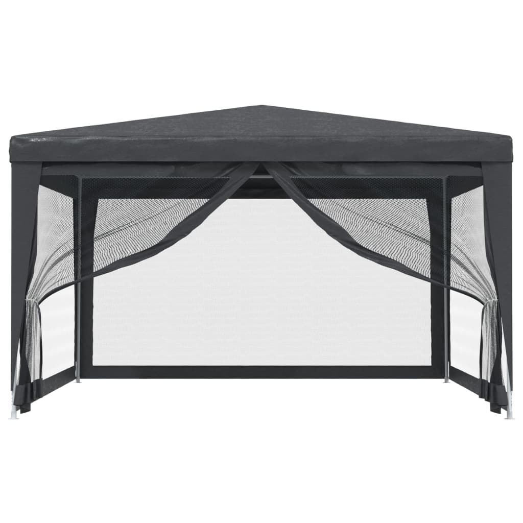 Partyzelt mit 4 Mesh-Seitenwänden Anthrazit 4x4 m HDPE