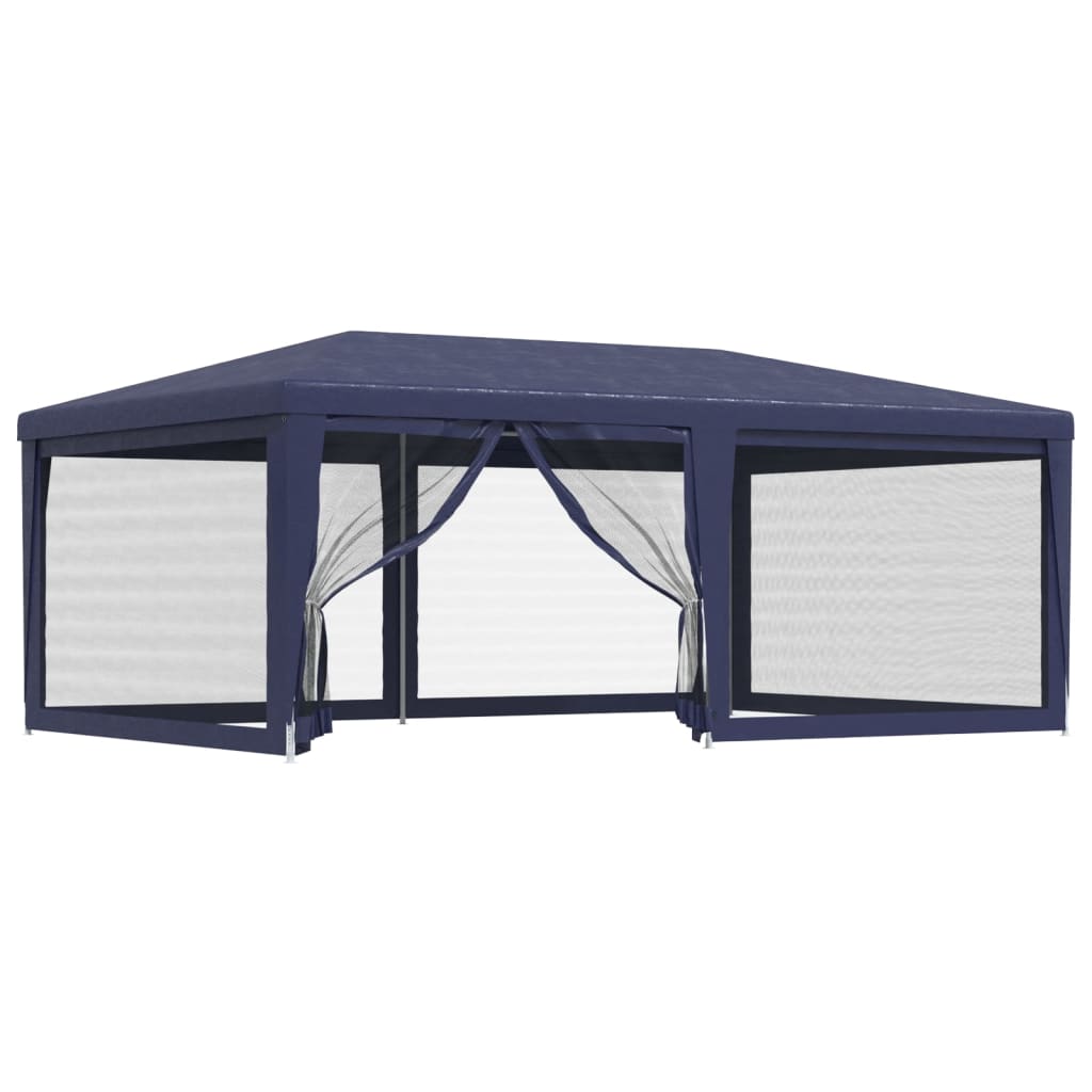 Tente de réception avec 6 parois latérales en filet bleu 6x4 m HDPE