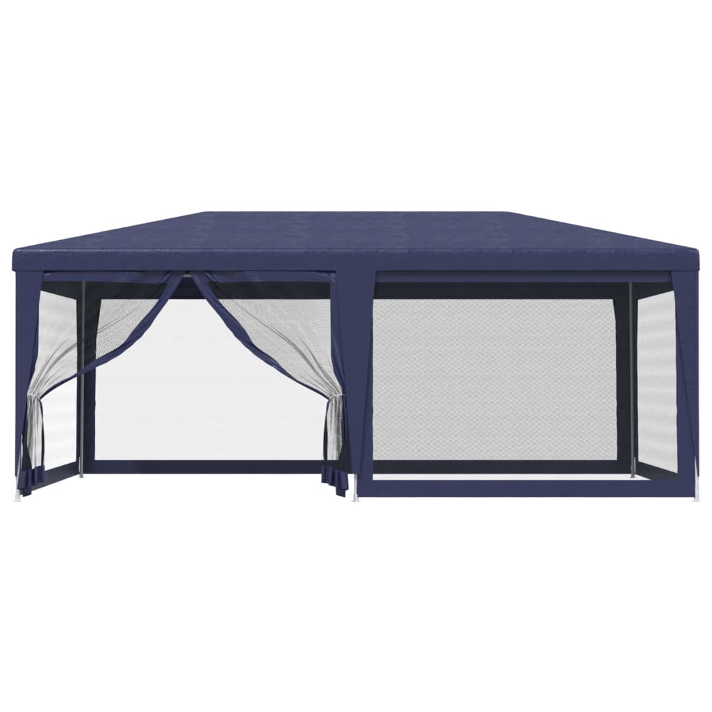 Tente de réception avec 6 parois latérales en filet bleu 6x4 m HDPE