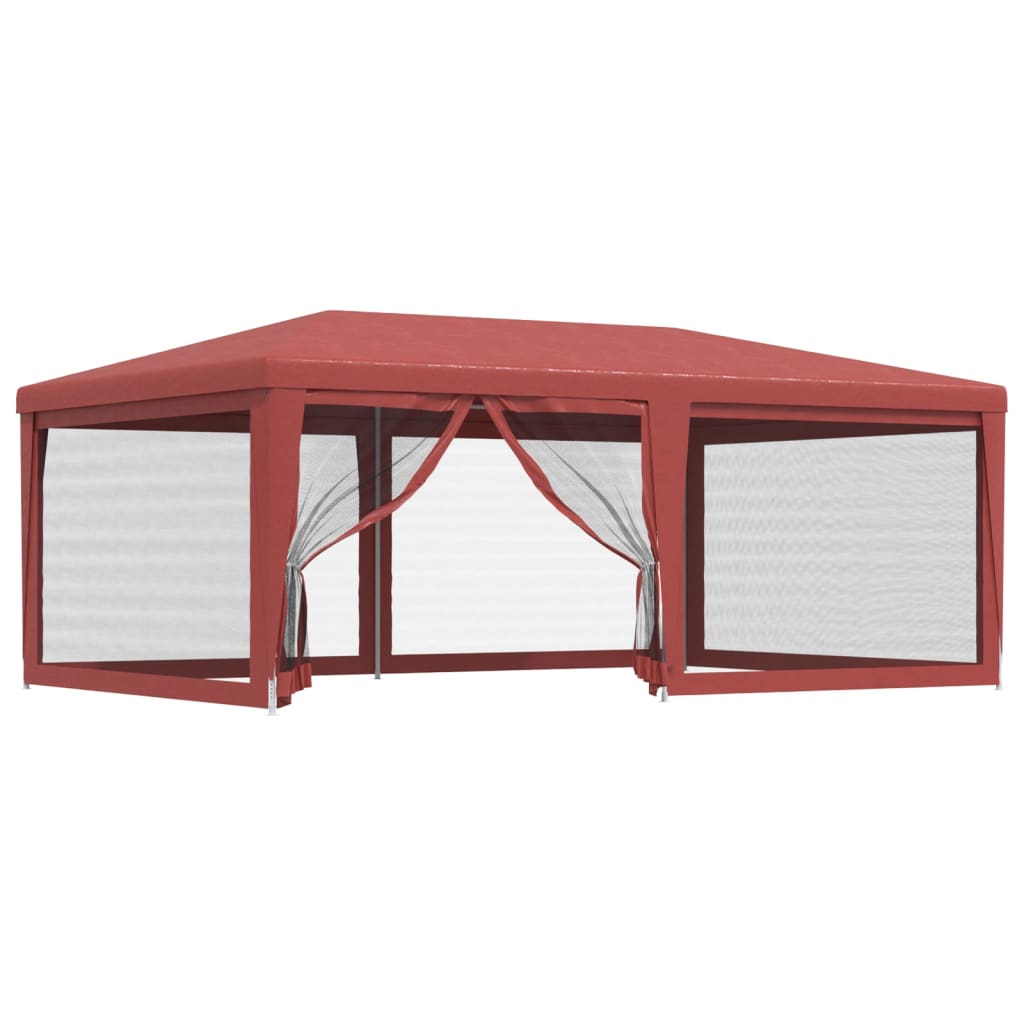 Tente de réception avec 6 parois latérales en filet rouge 6x4 m HDPE