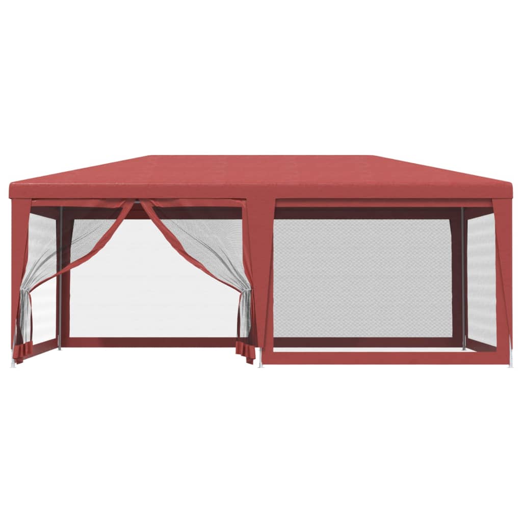 Tente de réception avec 6 parois latérales en filet rouge 6x4 m HDPE