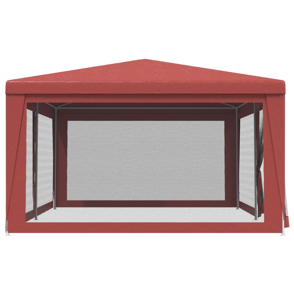 Tente de réception avec 6 parois latérales en filet rouge 6x4 m HDPE