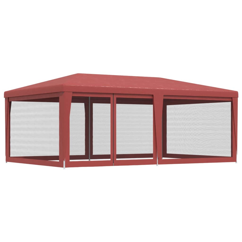 Tente de réception avec 6 parois latérales en filet rouge 6x4 m HDPE