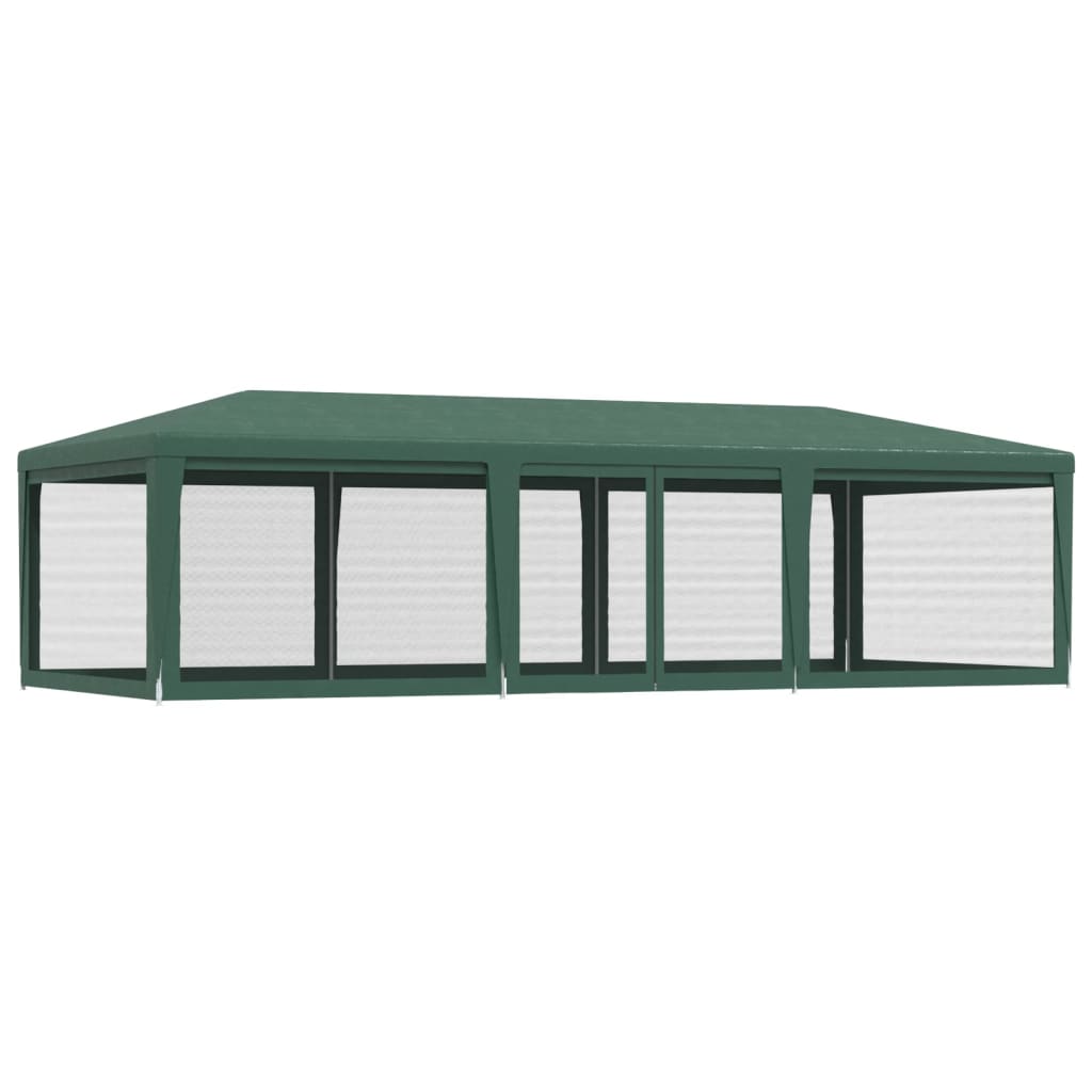 Tente de réception avec 8 parois latérales en filet vert 9x4 m HDPE