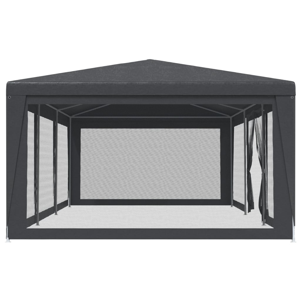 Partyzelt mit 8 Mesh-Seitenwänden Anthrazit 9x4 m HDPE