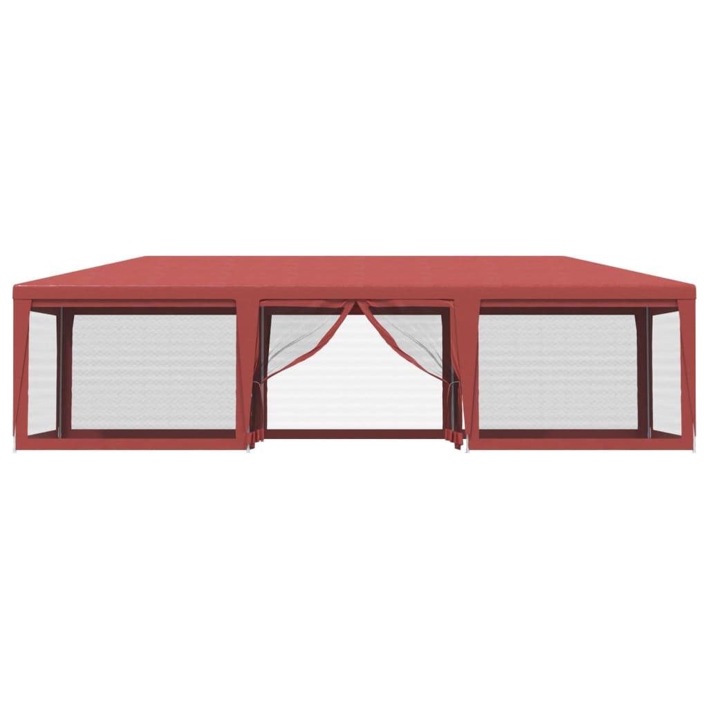 Partyzelt mit 8 Mesh-Seitenwänden Rot 9x4 m HDPE