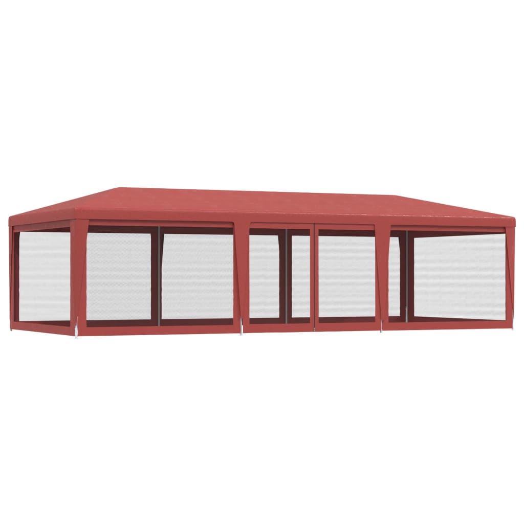 Partyzelt mit 8 Mesh-Seitenwänden Rot 9x4 m HDPE