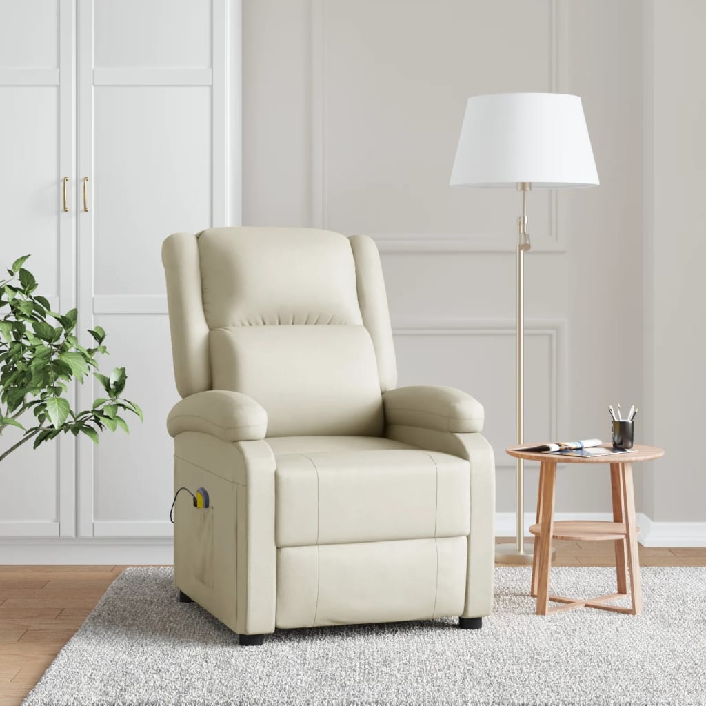 Fauteuil de massage simili cuir crème