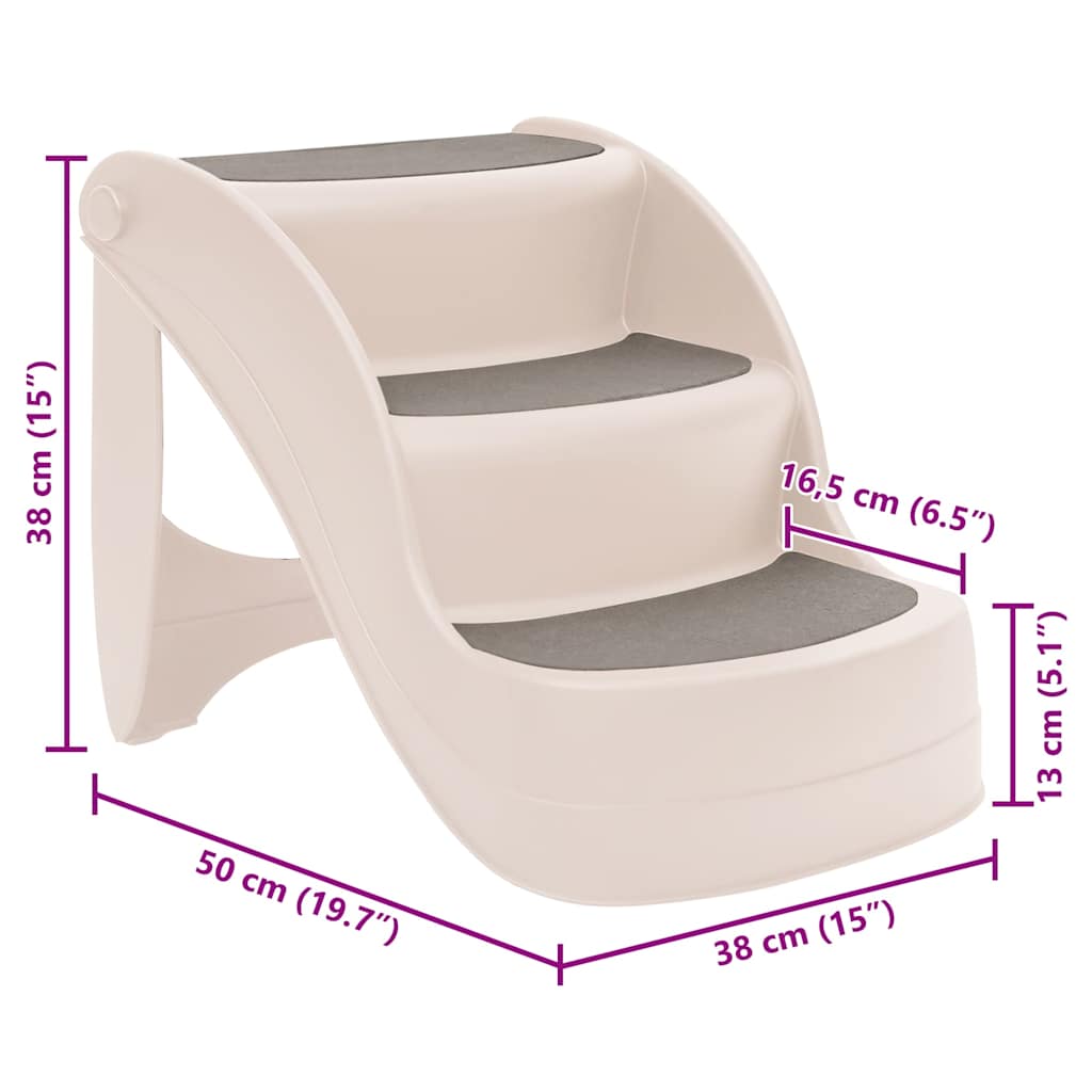 Hundetreppe mit 3 Stufen Klappbar Creme 50x38x38 cm Kunststoff
