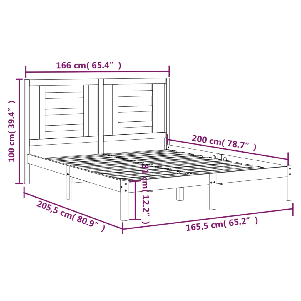 Massivholzbett ohne Matratze Weiß 160x200 Kiefernholz