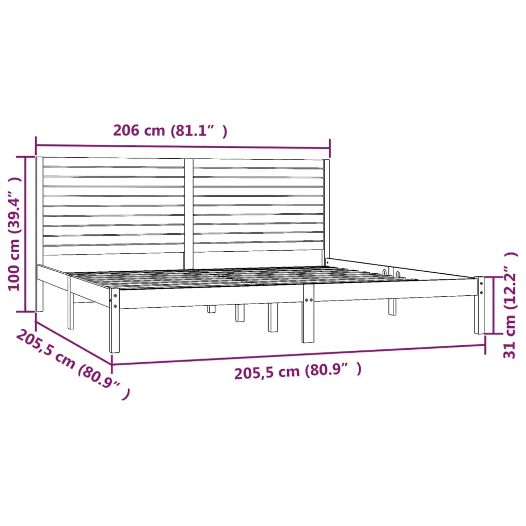 Massivholzbett Weiß 200x200 cm