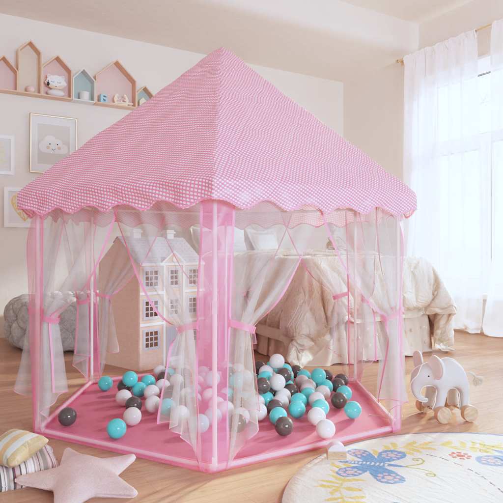 Tente de jeu princesse avec 250 balles rose 133x140 cm