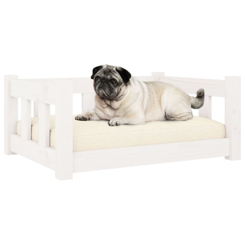 Dog Bed White 65.5x50.5x28 cm Solid Pine Wood