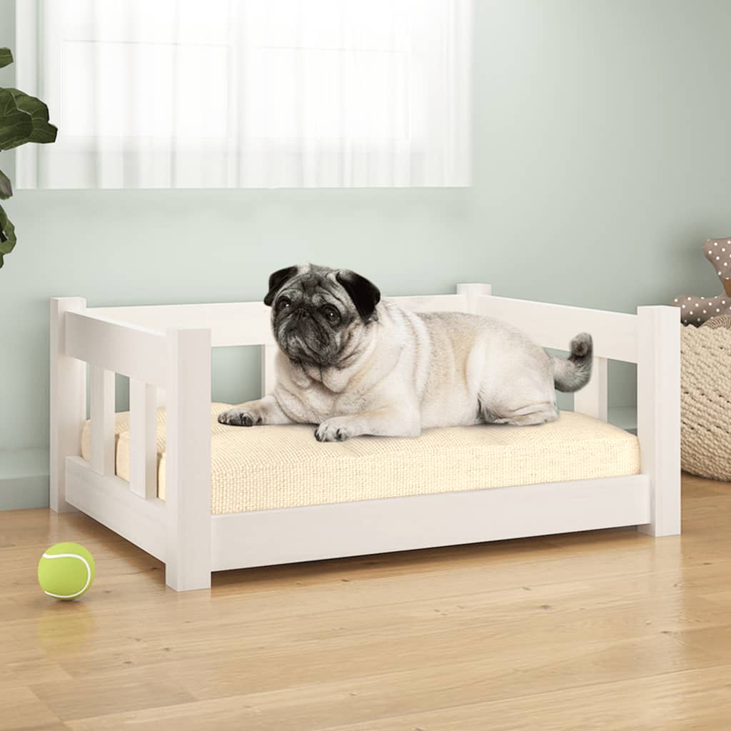 Dog Bed White 65.5x50.5x28 cm Solid Pine Wood