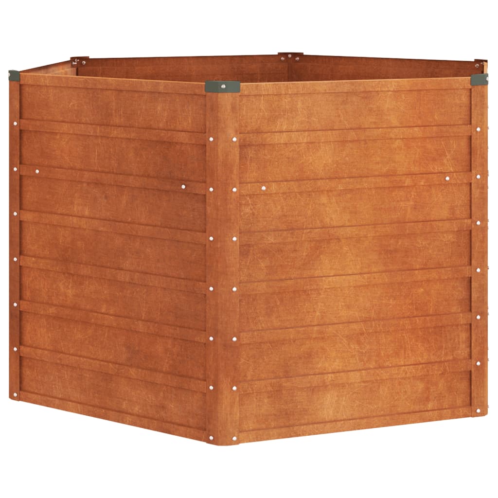 Jardinière surélevée rouillée 129x129x77 cm en acier Corten