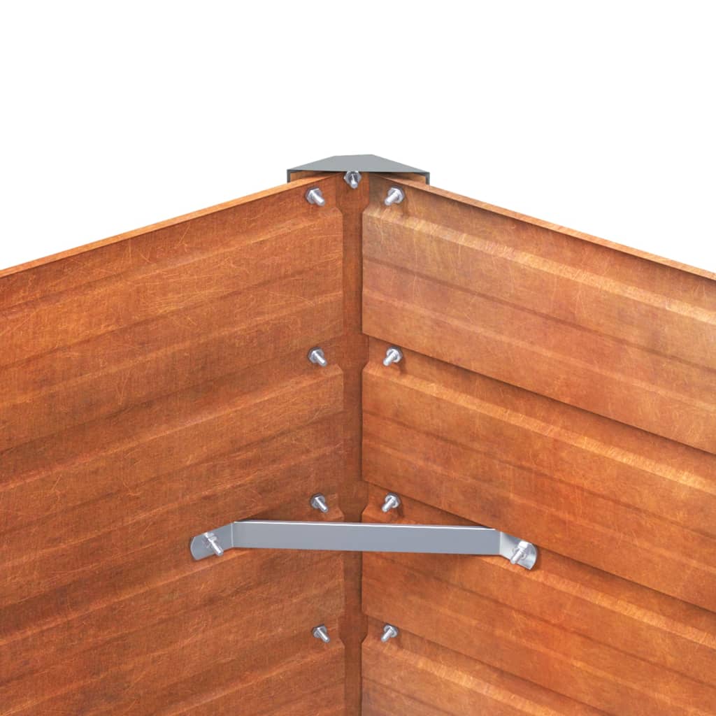 Jardinière surélevée rouillée 100x100x77 cm en acier Corten