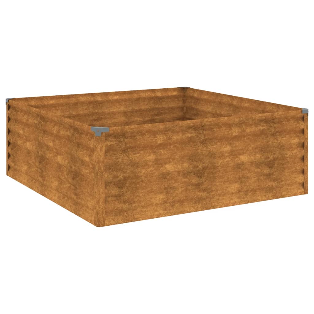 Jardinière surélevée 100x100x36 cm en acier Corten