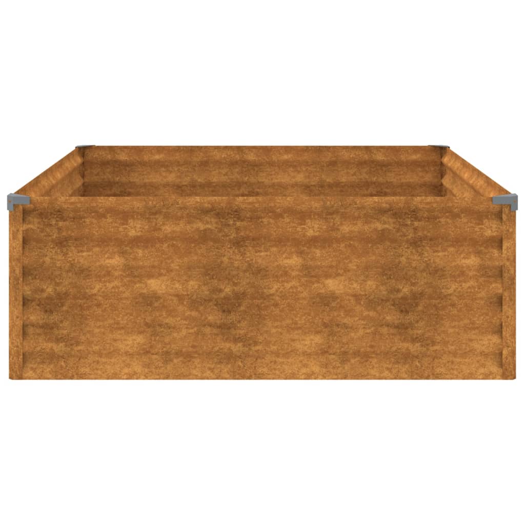 Jardinière surélevée 100x100x36 cm en acier Corten