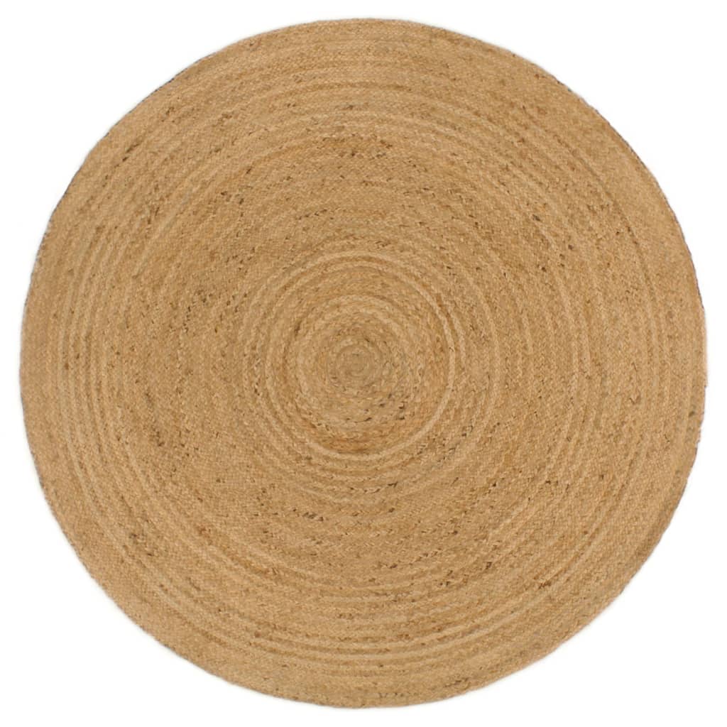 Wendeteppich Geflochten Marineblau und Natur 180 cm Jute Rund
