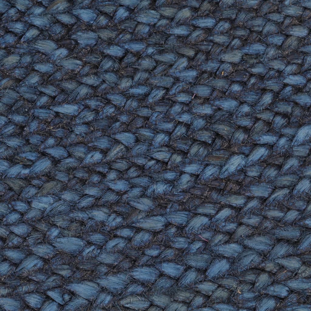 Wendeteppich Geflochten Marineblau und Natur 180 cm Jute Rund