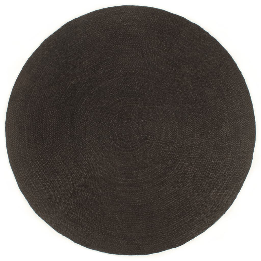 Wendeteppich Geflochten Anthrazit und Natur 90 cm Jute Rund