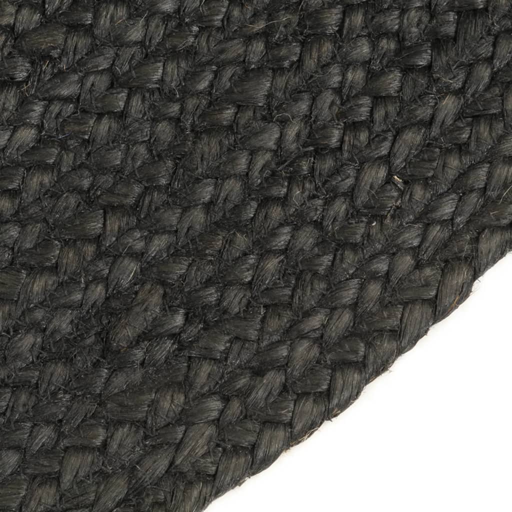 Wendeteppich Geflochten Anthrazit und Natur 120 cm Jute Rund