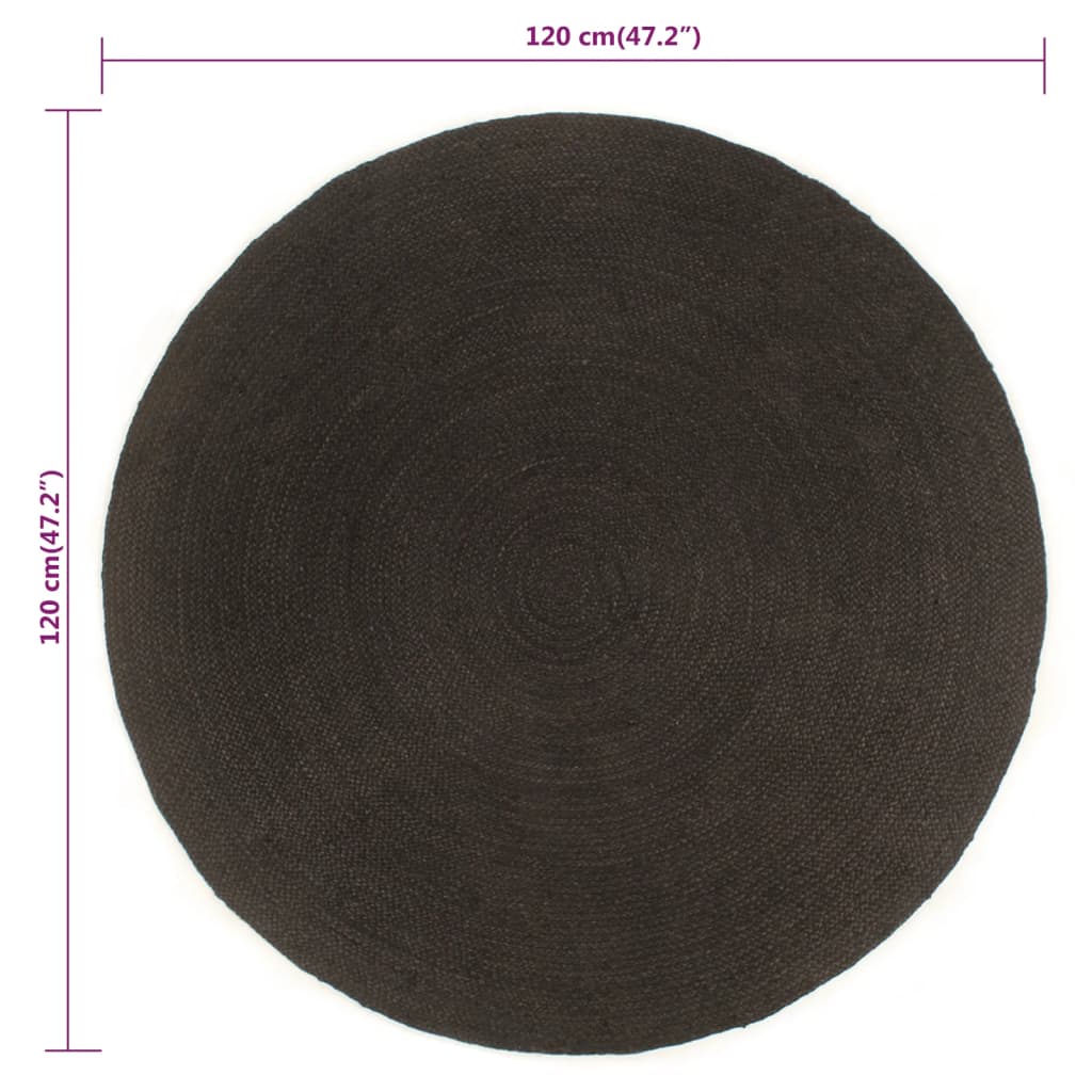 Wendeteppich Geflochten Anthrazit und Natur 120 cm Jute Rund