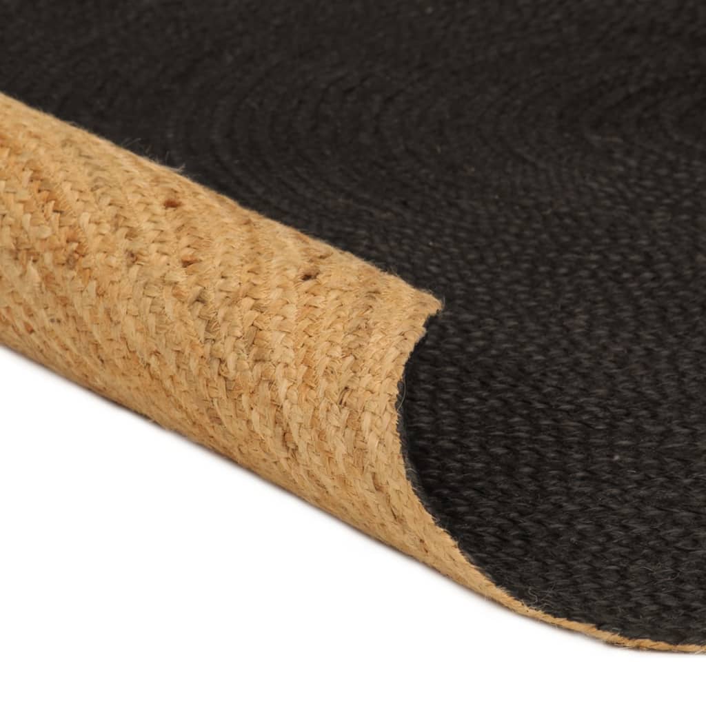 Wendeteppich Geflochten Anthrazit und Natur 150 cm Jute Rund