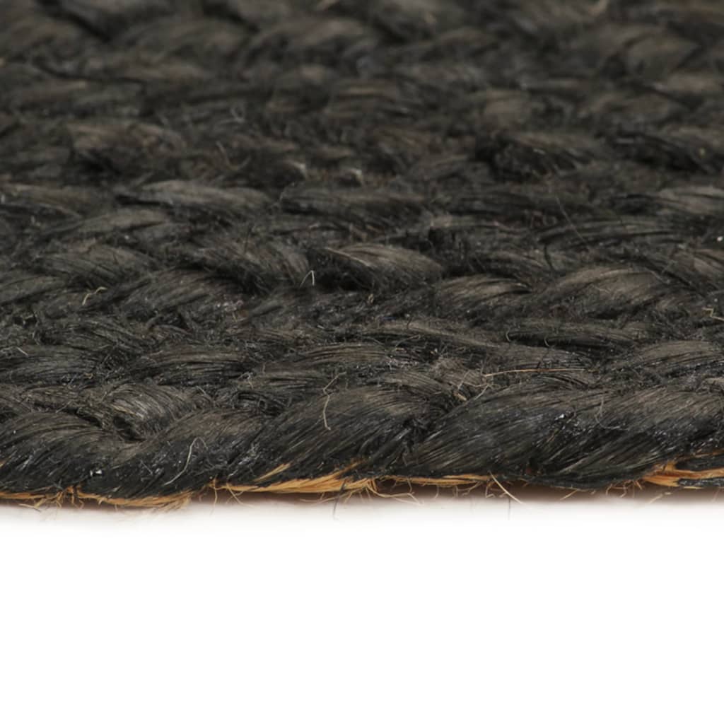 Wendeteppich Geflochten Anthrazit und Natur 150 cm Jute Rund