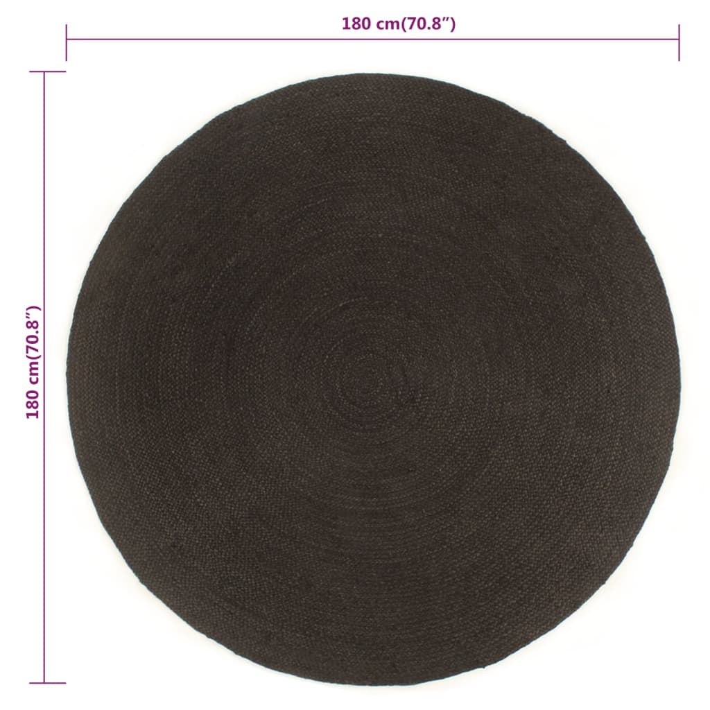 Wendeteppich Geflochten Anthrazit und Natur 180 cm Jute Rund