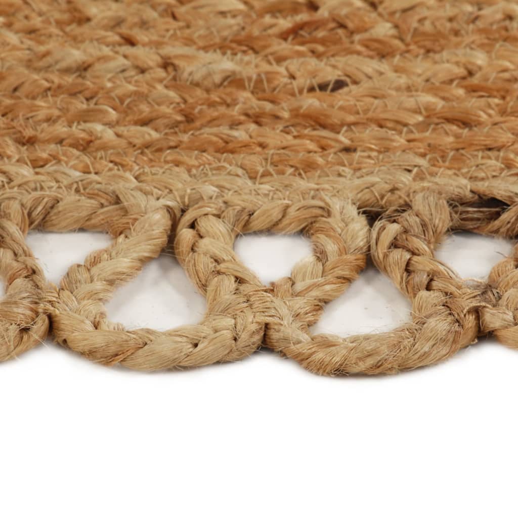 Teppich Geflochten mit Wellenrand 90 cm Jute Rund